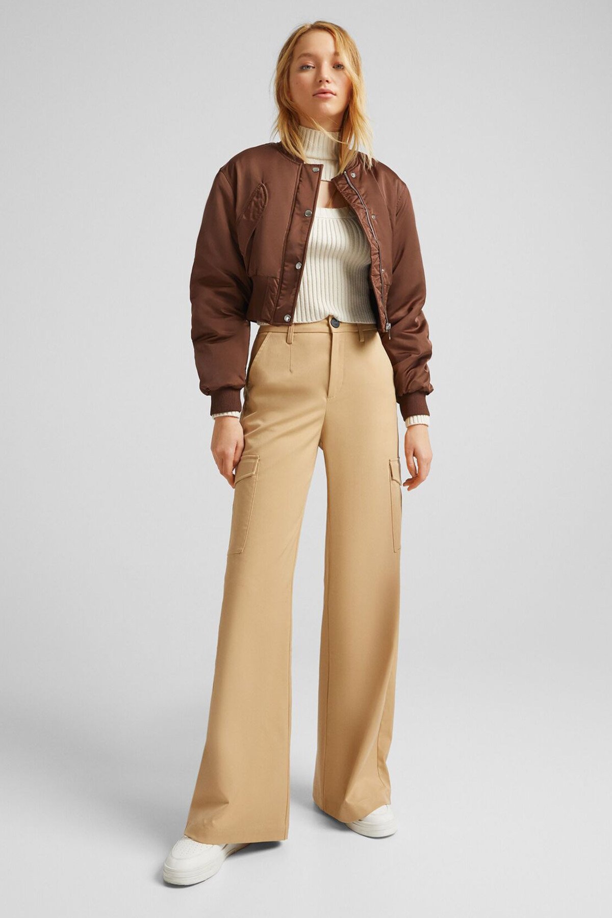Cropped Satin Bomber Jacket – Image 4